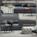 Set 2 Tavolini da Salotto Sovrapponibili in MDF e Gambe in Metallo Colore Legno Scuro    