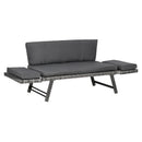 Divano da Giardino 2 Posti con Imbottitura e Braccioli Ribaltabili 129x63x67 cm in Rattan Grigio