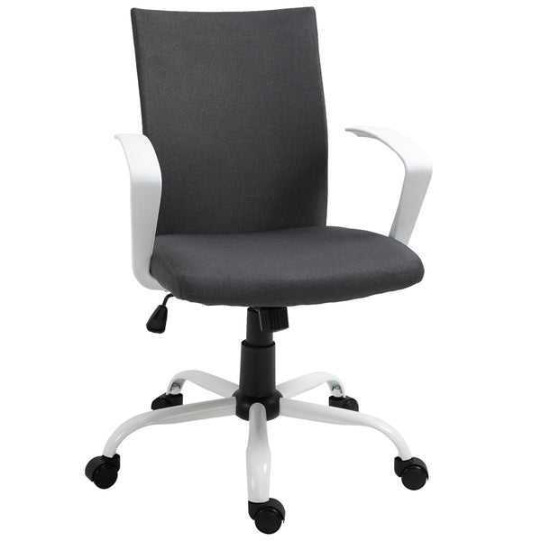 prezzo Sedia da Ufficio Ergonomica Girevole 61x61x89-99 cm in Poliestere Effetto Lino Grigio Scuro