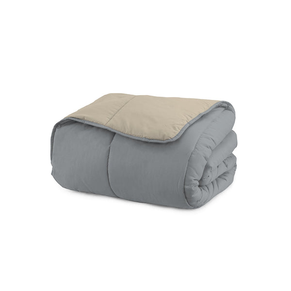 sconto Couette d'Hiver en Microfibre 200gr Double Face Platine/Crème Différentes Tailles