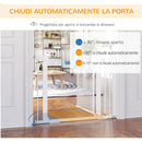 Cancellino per Cani Estensibile a Pressione 75-103 cm con Chiusura Automatica in Acciaio e ABS Bianco
