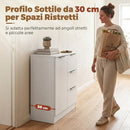 Credenza Moderna 60x30x70 cm con 3 Cassetti e Anta Soft-Close in Truciolato Bianco      