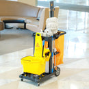 Carrello Pulizie 4 Ripiani Sacco da 100L 121x50,5x96,5 cm Nero Giallo e Grigio  