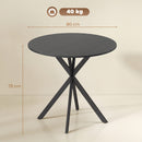 Tavolo da Pranzo Rotondo Stile Industriale Ø80x75 cm con Piano in Truciolare e Gambe a Croce in Acciaio Nero      