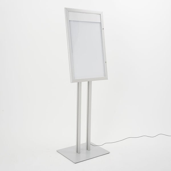 Espositore a Leggio con Piantana 51,4x79 cm in Alluminio con Led Porta Menù Silver sconto