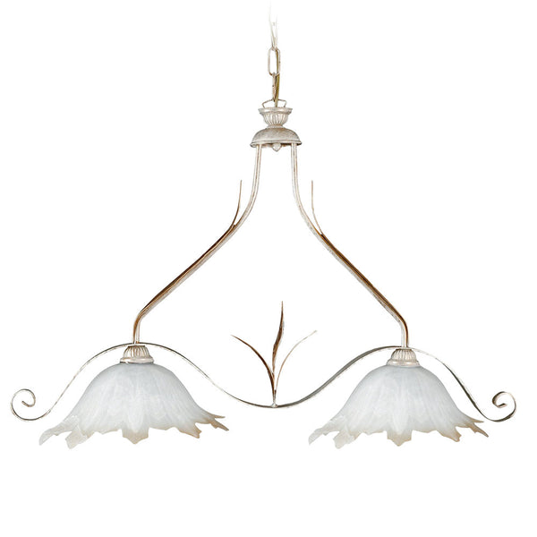 Suspension 2xE27 Vieilli Cadre Verre Albâtre Blanc Dégradé Ambre E-Energy Aurora prezzo