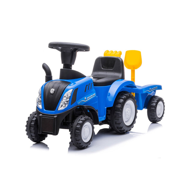 Trattore Cavalcabile con Rimorchio 91x29x44 cm per Bambini New Holland Blu online