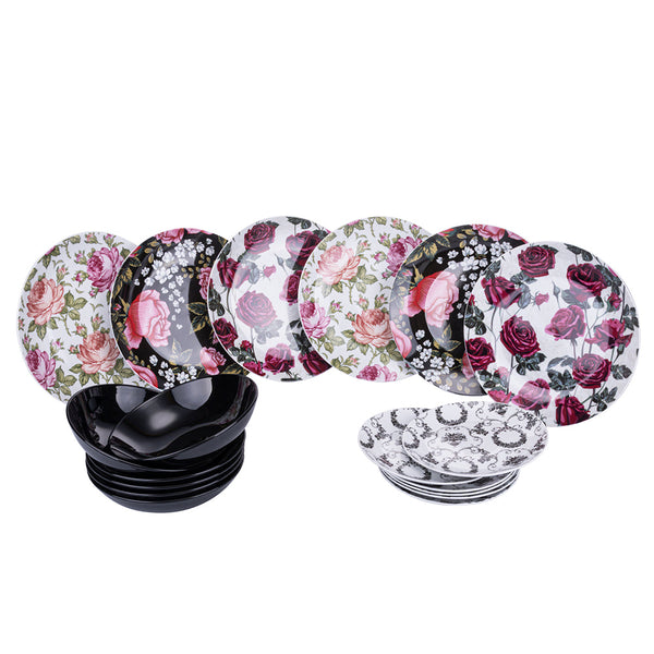 prezzo Service de Table 18 Pièces en Porcelaine et Grès VdE Tivoli 1996 Rose Baroque