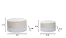 Puff Contenitore Lines New Coppia Crema Ø71x41-55x33 cm in Legno Spugna e Poliestere Crema