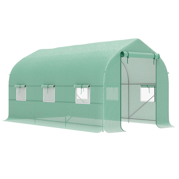 Serra a Tunnel Anti-UV 4x2x2 m con 6 Finestre a Rete e Ingresso Arrotolabile in Metallo e PE Verde prezzo