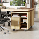 Mobile Porta Stampante 60x50x65,5 cm con Ripiani Aperti e Armadietto in Legno Color Legno      