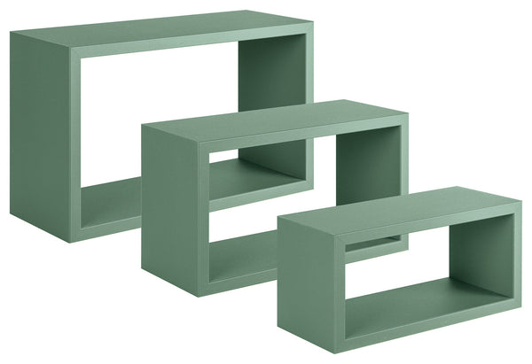 Set 3 Mensole da Parete Rettangolare in Fibra di Legno Trittico Verde Acqua Marina online