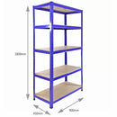 Set 3 Scaffali 5 Ripiani ad Incastro 90x50x180 cm e Martello Piani in MDF Struttura in Acciaio Blu