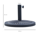 Base per Ombrellone da Giardino 15 Kg in Resina Ø49 cm con Manopola 