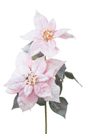 Set 6 Rami Artificiali Stella Natale con Neve 55 cm in Sintetico Rosso