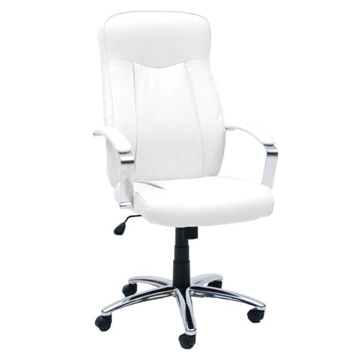 Fauteuil présidentiel en similicuir blanc pour bureau  sconto