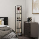 Lampada da Terra con 4 Ripiani 29x29x163 cm 3 Luminosità Regolabili e Interruttore a Pedale in MDF Nero   