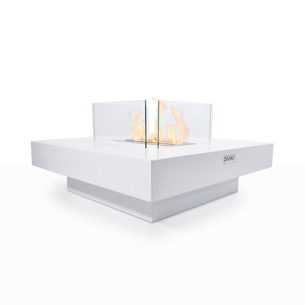 acquista Cheminée au sol au bioéthanol 70x70x35 cm Panarea Blanc