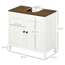 Mobile Sotto Lavabo Bagno 60x30x60 cm con Ripiano Interno Regolabile in Legno Bianco e color Noce  
