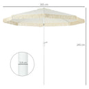 Ombrellone da Giardino 260x240 cm a Manovella Inclinabile con Frange in Poliestere e Metallo Bianco 