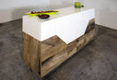 Credenza 4 Ante 220,1x43x86 cm Alien Bianco Lucido e Acero Pereira