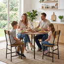 Set Pranzo 5 Pezzi Tavolo Ø100x77 cm e 4 Sedie 42x52x88 cm con Gambe Metallo Color Legno      