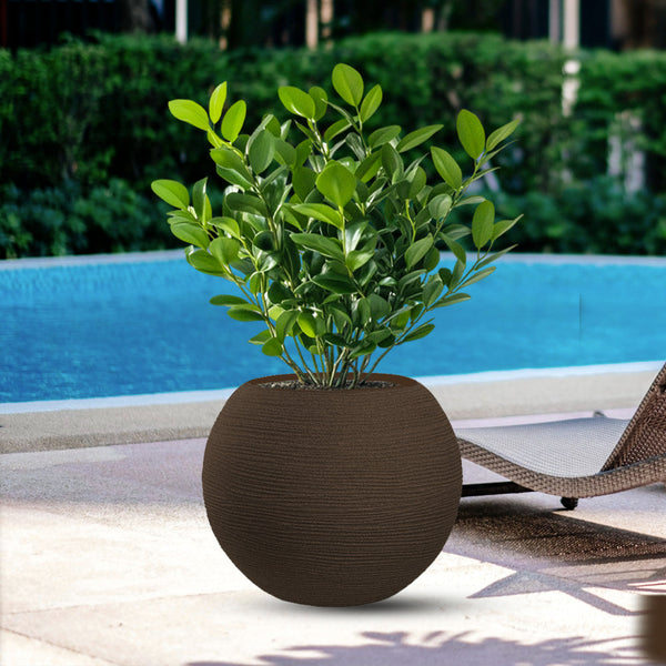 acquista Vaso da Esterno Interno Design a Sfera Ø40x33 cm Botticelli in Resina Marrone