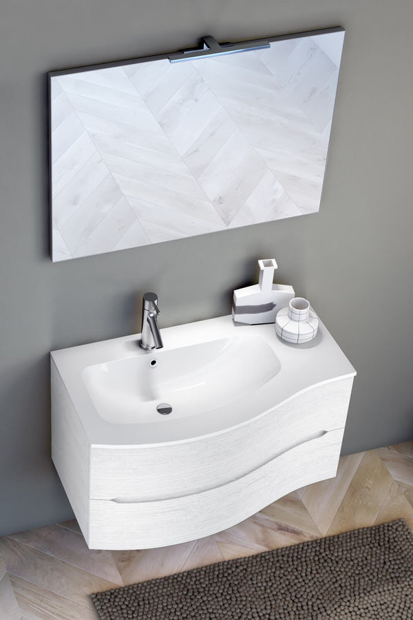 acquista Meuble Salle de Bain Suspendu 91,5cm TFT Swing Blanc Chrome 2V