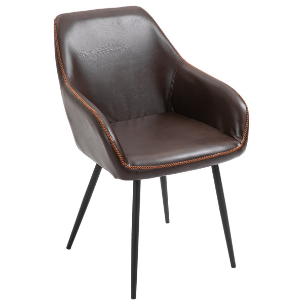 acquista Chaise rembourrée 61x58x84 cm en similicuir marron