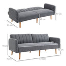 Divano Letto 2 Posti 173x75x73 cm in Tessuto Grigio