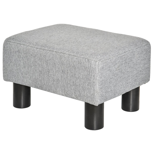 sconto Pouf Poggiapiedi Imbottito 40x30x24 cm in Tessuto Effetto Lino Grigio