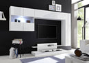 Parete Attrezzata Mobili Soggiorno 2 Pensili 1 Mobile TV 1 Vetrina in Melaminico 248x40x175cm TFT Nico Bianco