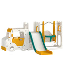 Set Scivolo Bambini 7 in 1 186x176x86 cm con Altalena Scaletta Tunnel Contenitore e Gradini Antiscivolo in HDPE Bianco      