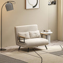 Divano Letto con Schienale Reclinabile e 2 Cuscini in Tessuto Effetto Velluto Bianco Crema  