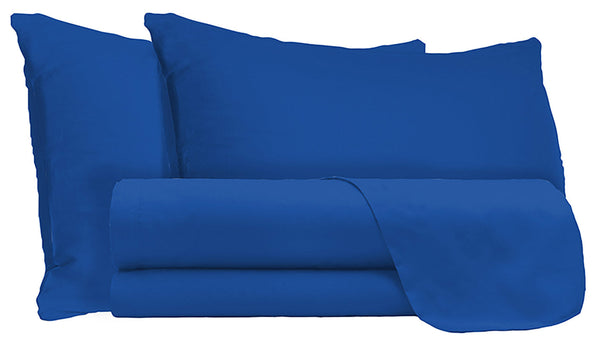 acquista Ensemble de draps doubles dessus et dessous et taies d'oreiller couleur unie bleu royal