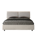 Letto Matrimoniale con Testata e Alzata Comoda Imbottito in Tessuto Aragona Mados Bianco Varie Misure