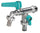 Robinet à bille double pour fontaine de jardin avec leviers colorés Belfer RUB/027 Turquoise