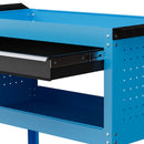 Carrello Porta Attrezzi con Manico Laterale 3 Ripiani e Cassetto 82x35x76 cm in Acciaio Blu 