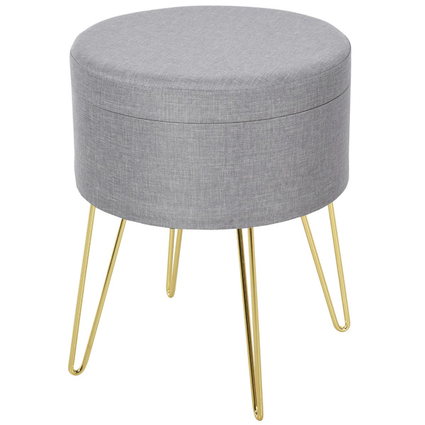 Pouf de rangement 2 en 1 36x36x45 cm en métal doré et tissu gris acquista