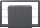 Credenza con 3 Ante e Ripiani in Vetro a Giorno 150x40x100 cm Essential 3A Grigio Antracite Opaco  