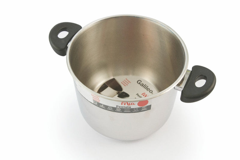 Pentola Antiaderente in Acciaio Inox Ø22cm Triplo Fondo 2 Manici Soriani Mia