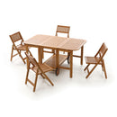 Set da Giardino Pieghevole in Legno Acacia 4 Sedie e Tavolo Taddei Bengala Combo