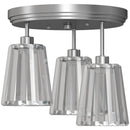 Plafoniera LED da Soffitto Ø32 cm con 3 Luci Attacchi E27 Senza Lampadina in Metallo e Vetro di Cristallo Argento      