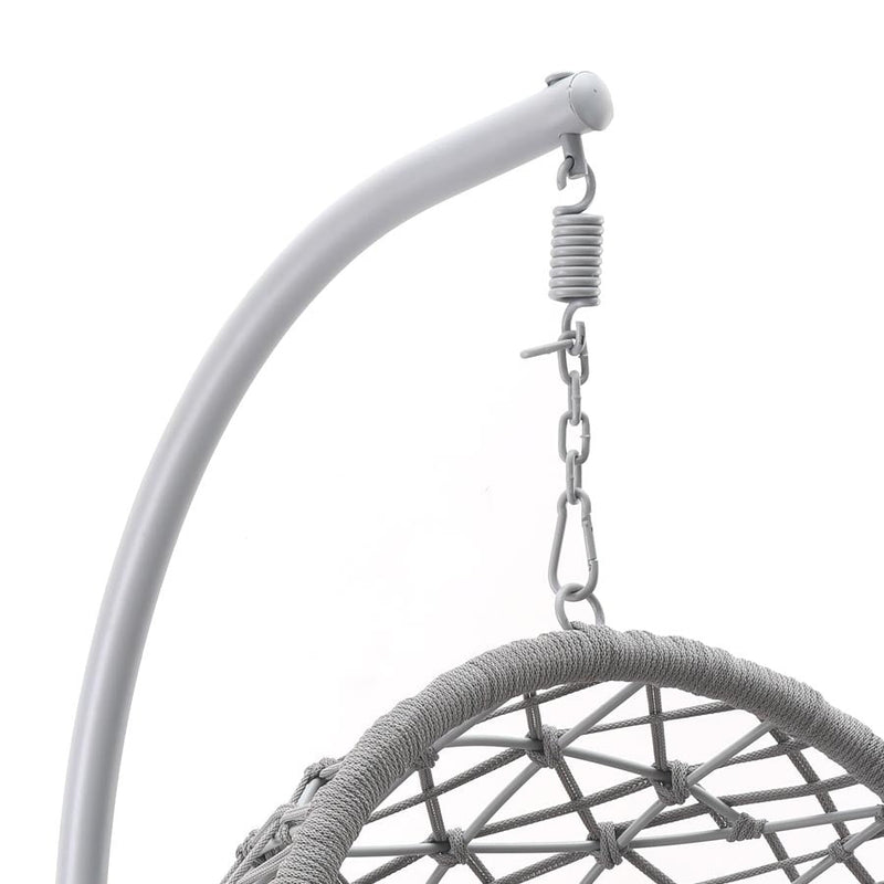 Dondolo Pensile da Giardino con cuscino Ø105x186 cm con intreccio di corda grigia