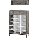 Mobile Ingresso con Scarpiera 15 Paia e Appendiabiti da Parete Grigio