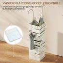 Portaombrelli Moderno 15,5x15,5x49 cm con Raccogligocce e Ganci in Metallo Beige      