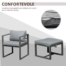 Set Tavolo con 4 Sedie e 4 Sgabelli da Giardino in Alluminio Grigio