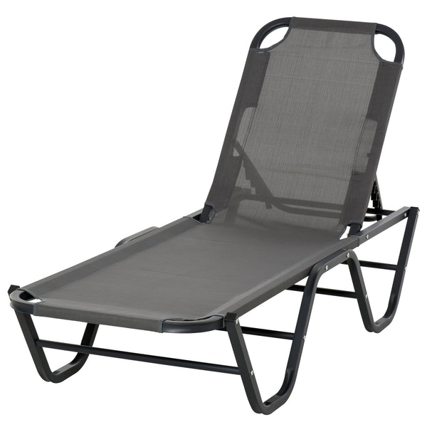 Lettino Prendisole in Alluminio con Schienale Reclinabile a 5 Livelli 163x58,5x91 cm Grigio acquista