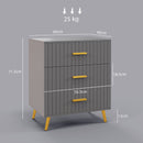 Cassettiera 3 Cassetti Design Moderno 60x40x71,5 cm in Legno e Alluminio Oro e Grigio Scuro 