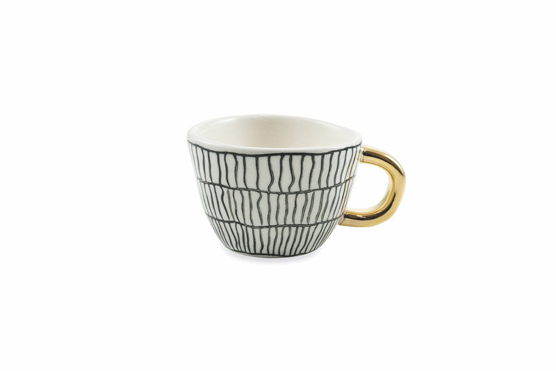 Set 6 Tazzine da Caffè Ø7x5 cm in Gres Villa d'Este Home Tivoli Masai Nero e Bianco